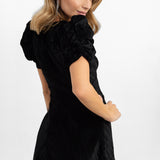 Topshop Crushed Velvet Mini Tea Dress In Black