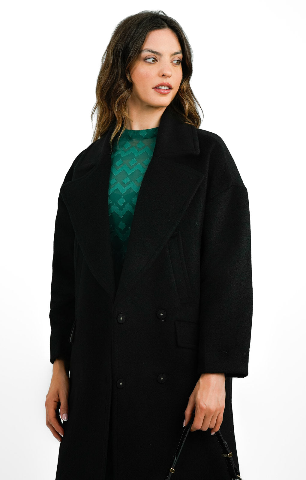 Gianni Feraud Stella Oversized Slouchy Coat In Black