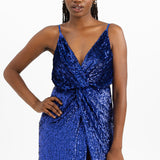 ASOS EDITION Sequin Twist Front Cami Midi Dress In Purple
