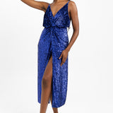 ASOS EDITION Sequin Twist Front Cami Midi Dress In Purple