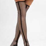 ASOS DESIGN Kenza Heeled Rhinestone Over The Knee Boots In Black