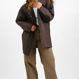 Topshop Mid Length Borg Lined Hooded Parka In Chocolate