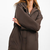 Topshop Mid Length Borg Lined Hooded Parka In Chocolate