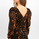 Topshop Petite Ruched Mini Tea Dress In Animal Print
