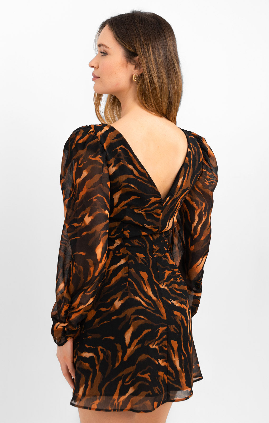 Topshop Petite Ruched Mini Tea Dress In Animal Print