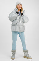 ASOS 4505 Ski Jacket In Silver With Bum Bag