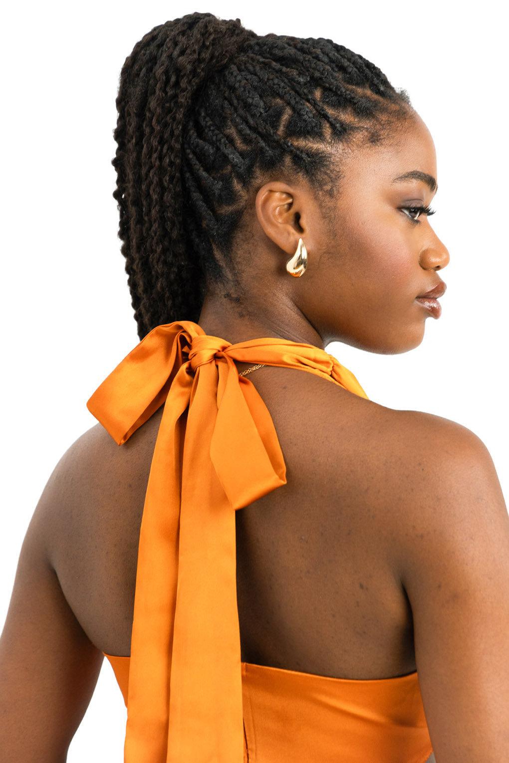 ASOS DESIGN Drape Cross Front Halter Jumpsuit With Cut Out In Copper