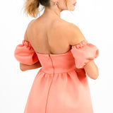 ASOS DESIGN Off Shoulder Ruffle Midi Prom Dress In Coral