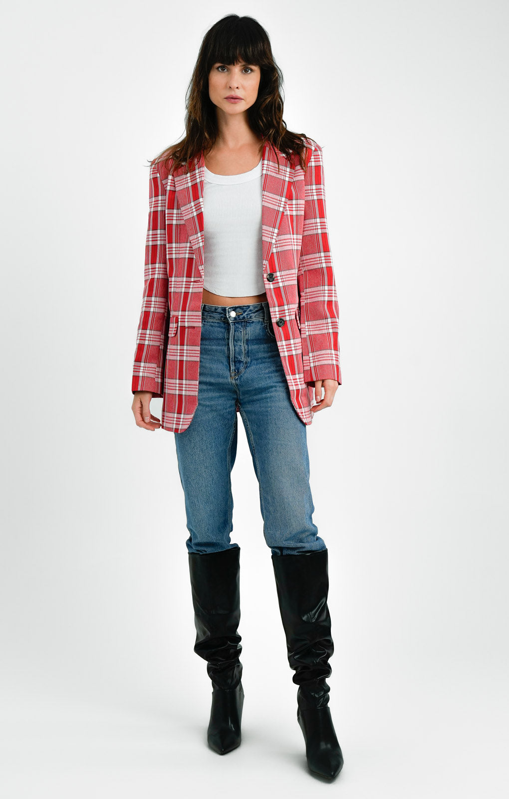 ASOS DESIGN Tall Mix & Match Slim Boy Suit Blazer In Red Check