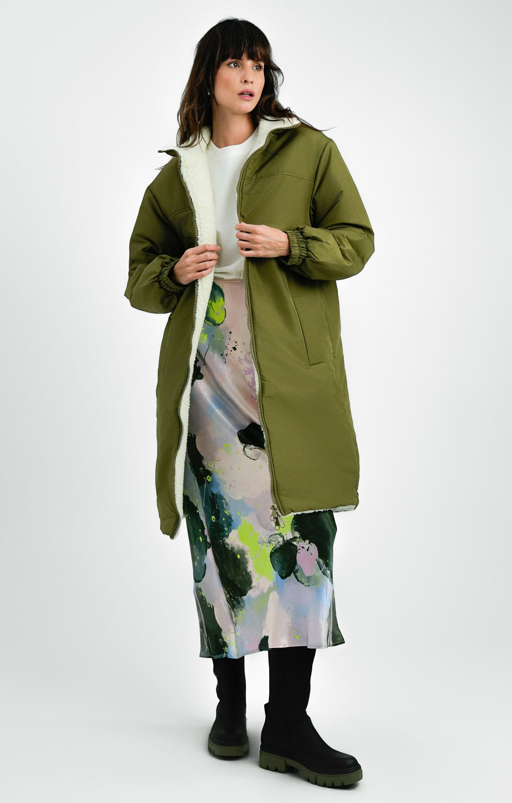 ASOS DESIGN Reversible Borg Parka In Khaki