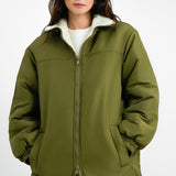 ASOS DESIGN Reversible Borg Parka In Khaki