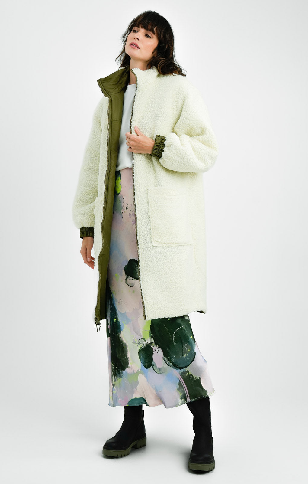 ASOS DESIGN Reversible Borg Parka In Khaki