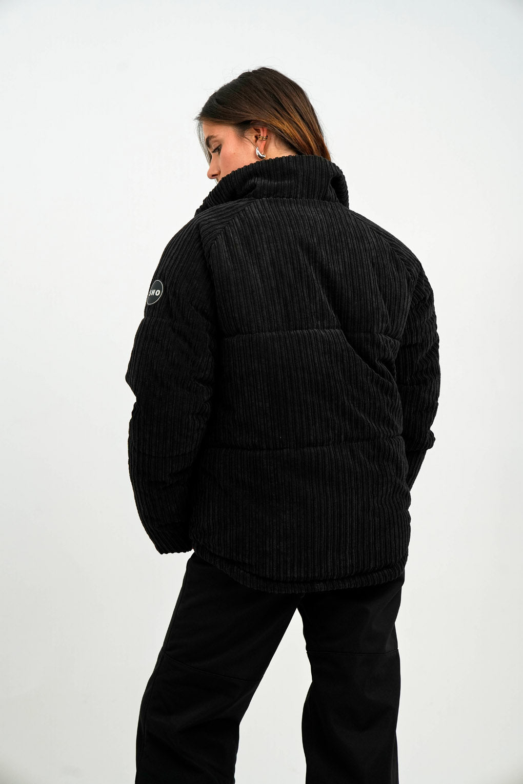 Topshop Sno Funnel Neck Puffer Ski Jacket In Black Cord