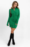 AX Paris Ruched Button Detail Midi Dress In Emerald Green