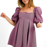 ASOS DESIGN Petite Structured Prom Mini Dress With Curved Neckline Detail In Mauve