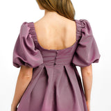 ASOS DESIGN Petite Structured Prom Mini Dress With Curved Neckline Detail In Mauve