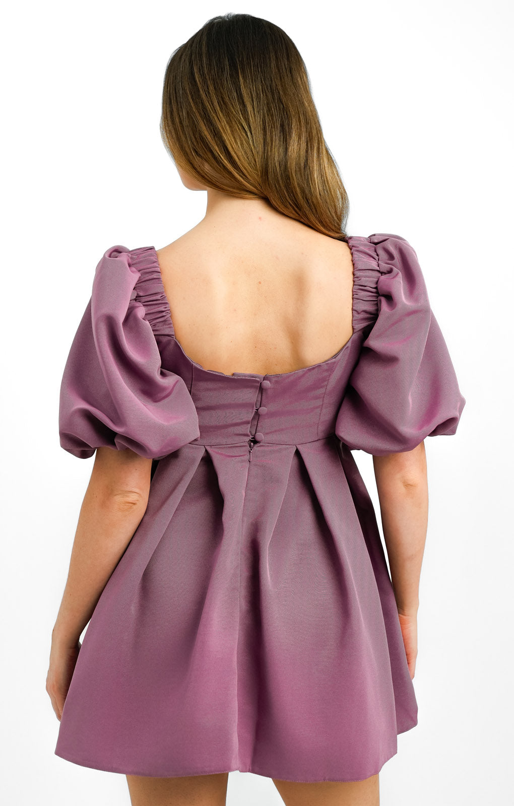 ASOS DESIGN Petite Structured Prom Mini Dress With Curved Neckline Detail In Mauve
