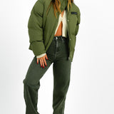 Il Sarto Puffer Jacket With Back Logo In Taupe