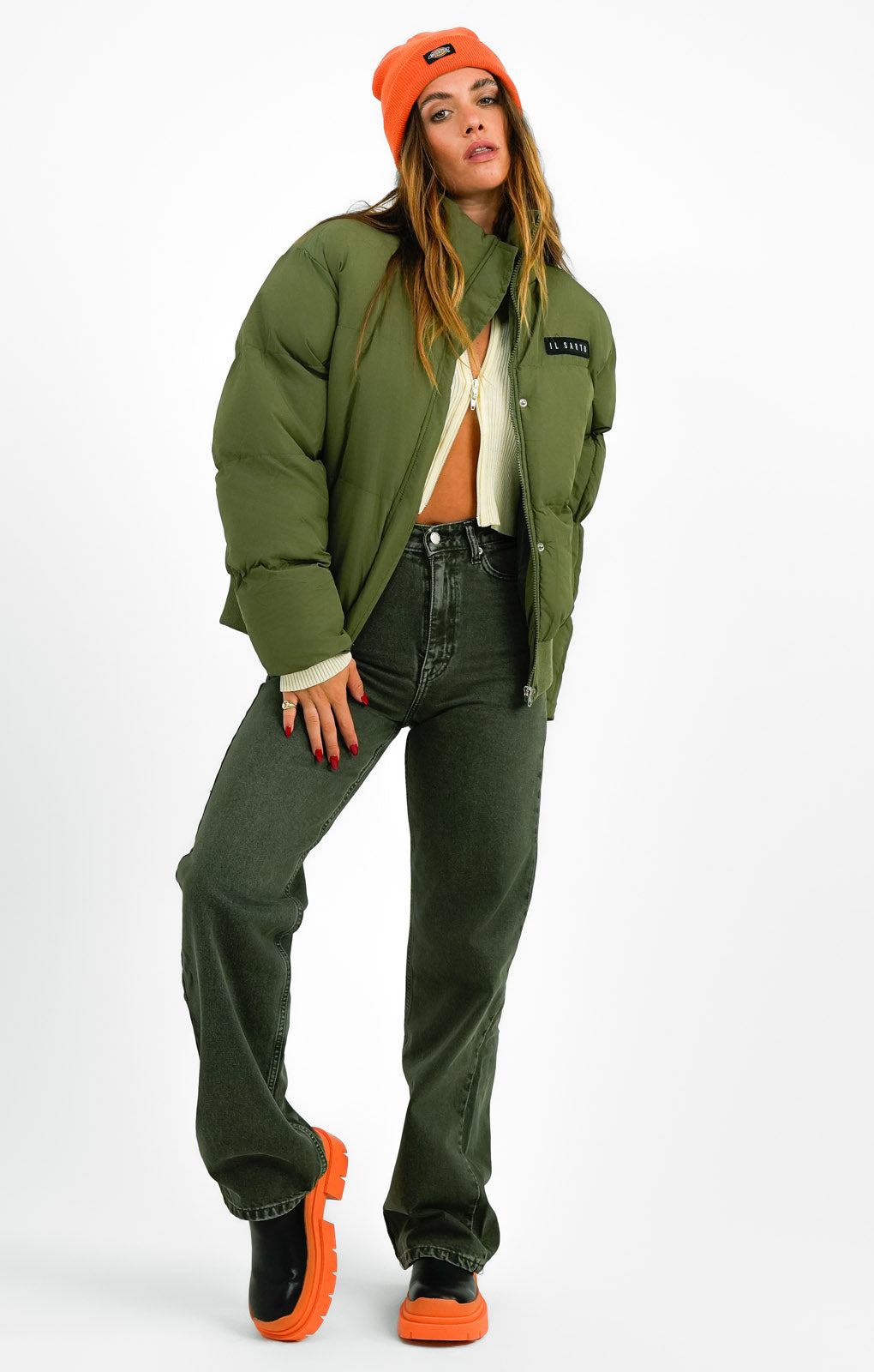 Il Sarto Puffer Jacket With Back Logo In Taupe