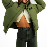 Il Sarto Puffer Jacket With Back Logo In Taupe