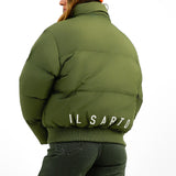 Il Sarto Puffer Jacket With Back Logo In Taupe