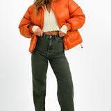 Il Sarto Puffer Jacket With Back Logo In Bright Orange
