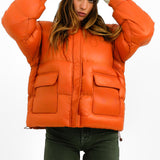 Il Sarto Puffer Jacket With Back Logo In Bright Orange