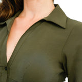 Topshop Slim Fit Open Collar Shirt In Khaki