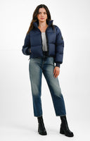 Tala Cropped Puffer Jacket In Navy