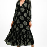 ASOS DESIGN Button Through Metallic Maxi Tea Dress In Black