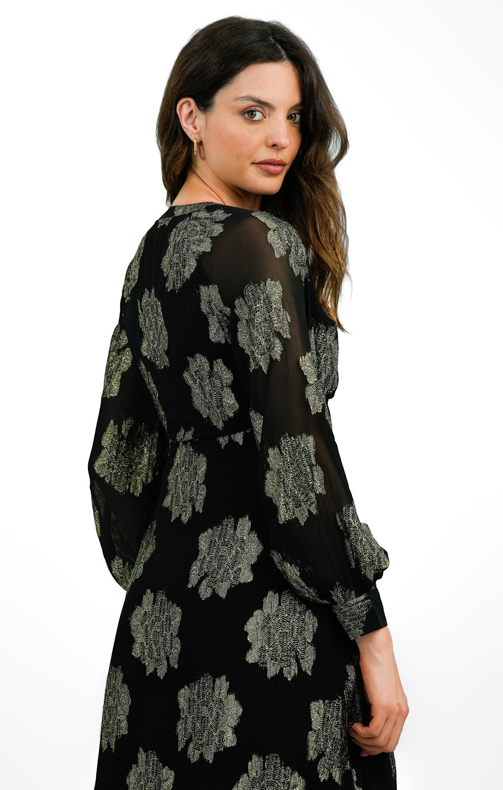 ASOS DESIGN Button Through Metallic Maxi Tea Dress In Black