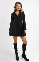 Topshop Open Back Full Skirt Blazer Mini Dress In Black