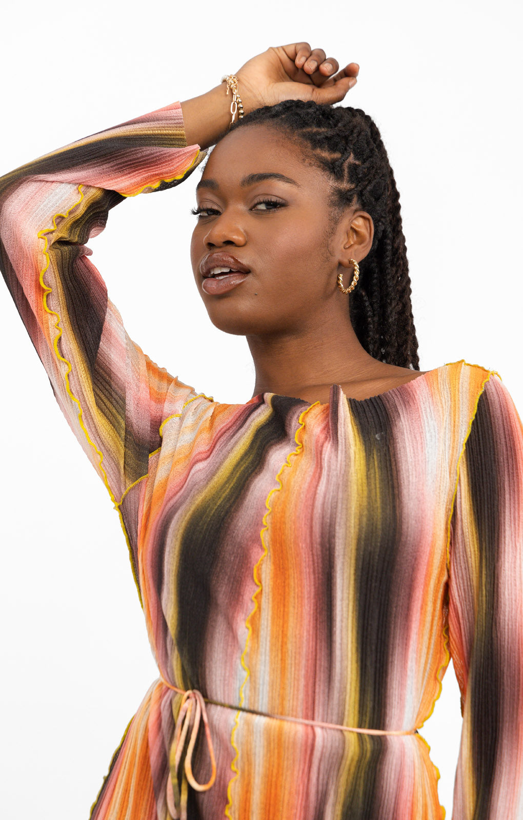 Topshop Ombre Plisse Stripe Jersey Midi Dress In Multi