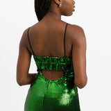 Topshop Disco Sequin Midi Dress In Bright Green