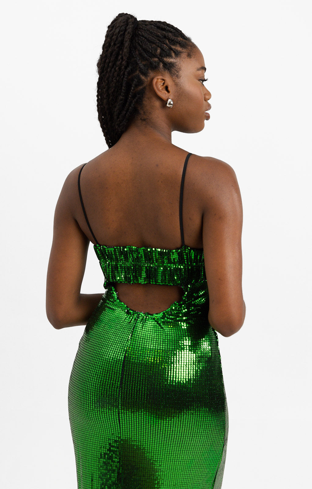 Topshop Disco Sequin Midi Dress In Bright Green