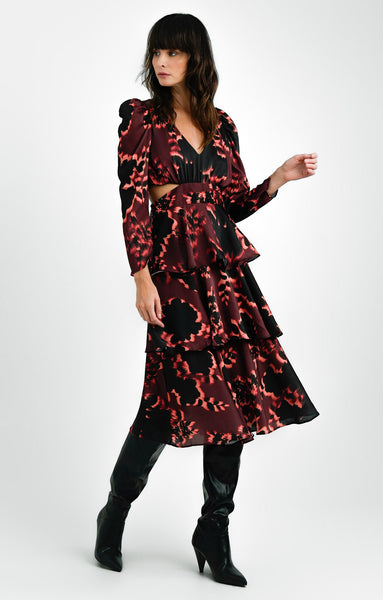 topshop floral cut out dress Topshop Floral Cut Out Midi Dress In Mono