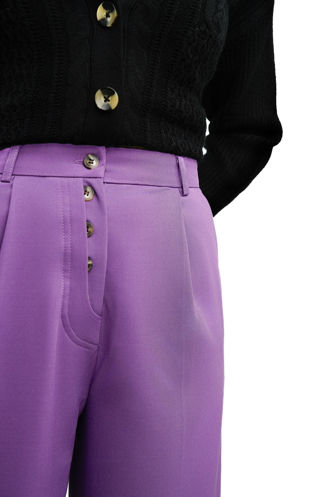 Topshop Button Fly Slouch Peg-Leg Trouser In Purple