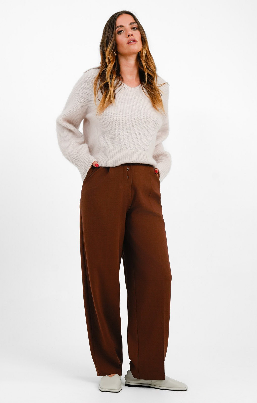 Topshop Button Fly Trouser Suit In Brown