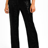 ASOS DESIGN Straight Sequin Ankle Grazer Trousers In Black