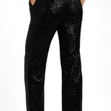 ASOS DESIGN Straight Sequin Ankle Grazer Trousers In Black