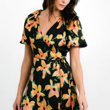 Topshop Wrap Detail Midi Dress In Floral Print