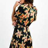 Topshop Wrap Detail Midi Dress In Floral Print