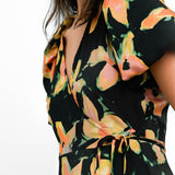 Topshop Wrap Detail Midi Dress In Floral Print