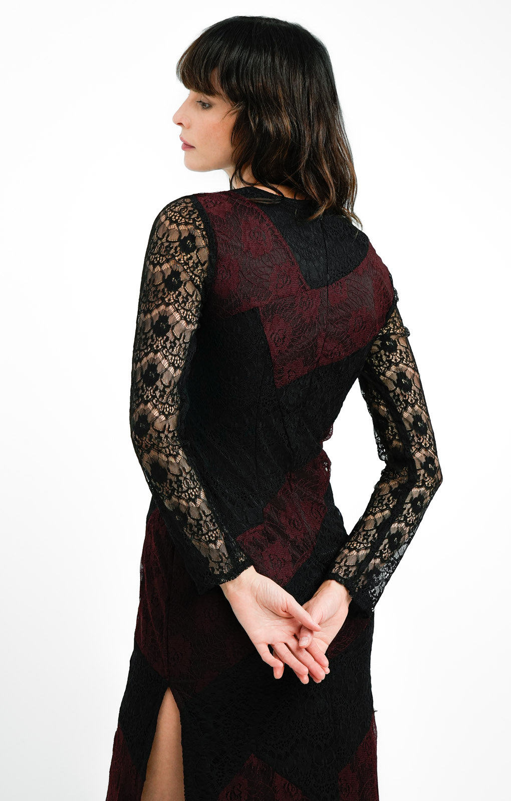 Topshop Lace Patchwork Midi Dress In Multi