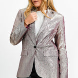 ASOS DESIGN Metallic Nipped Waist Suit Blazer In Silver