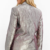 ASOS DESIGN Metallic Nipped Waist Suit Blazer In Silver