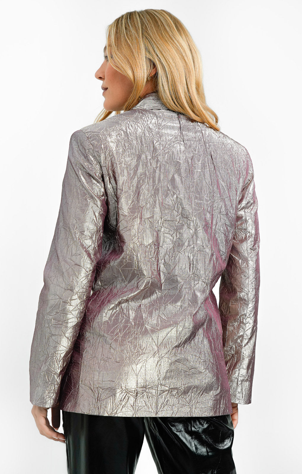 ASOS DESIGN Metallic Nipped Waist Suit Blazer In Silver