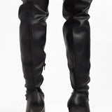 Topshop Mollie Over The Knee Heeled Sock Boot In Black