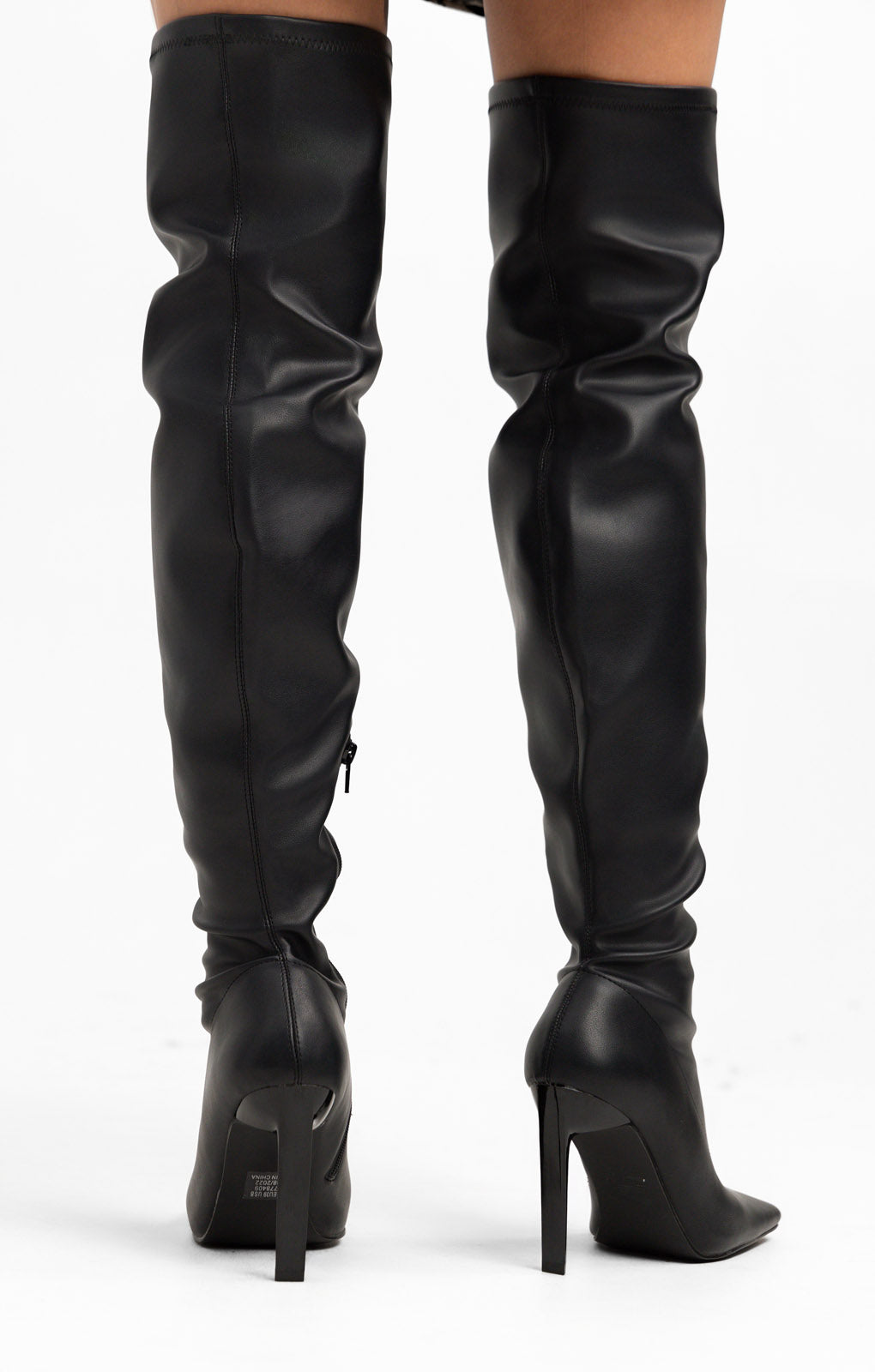 Topshop Mollie Over The Knee Heeled Sock Boot In Black