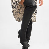 Topshop Mollie Over The Knee Heeled Sock Boot In Black